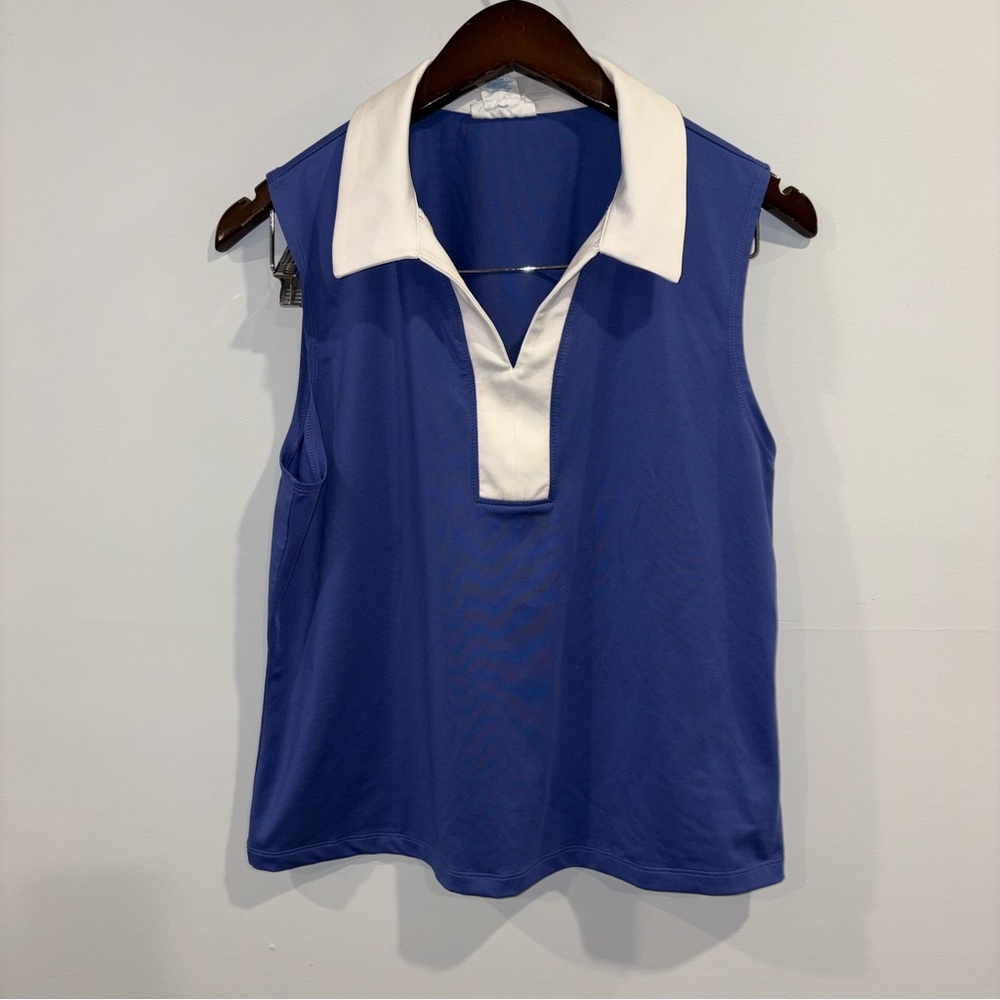 Blue and White Sleeveless Women's Top